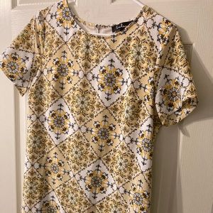 Lulus Womens Dandy Lion Print Mini Shift Dress Size S Yellow